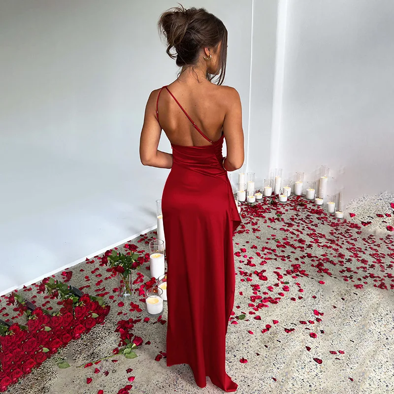 Title 10, Sexy One-shoulder Backless Slit Dress for Women...