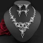 Colar e brincos flor de zircônia para casamento feminino, acessórios de noiva, joias elegantes e brilhantes, perfeito para o seu dia especial. — foto 14
