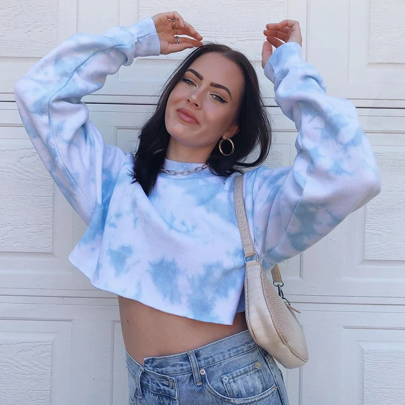 Title 5, Moletom cropped tie-dye para mulheres, moderno ...