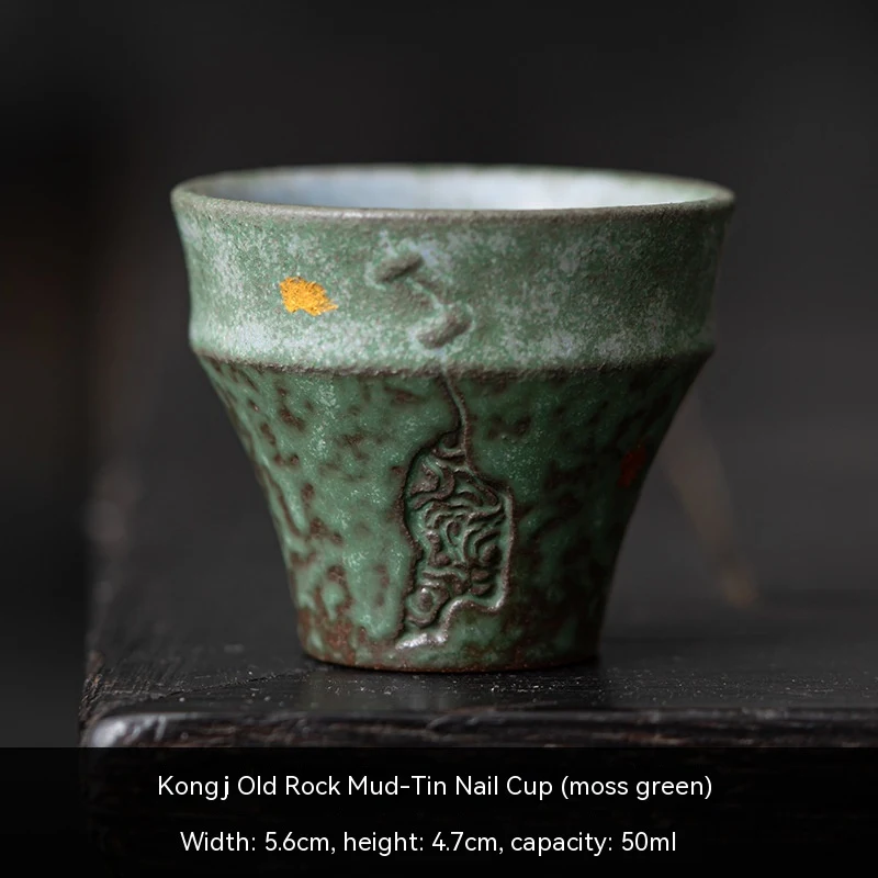 Peacock Blue Nail Cup Retro Rock Clay Teacup Set, small capacity, perfect for your household, enjoy your tea with this c — photo 8