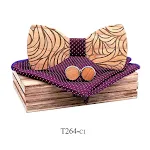 Solid Wood Wooden Suit Broken Flower Pattern Bow Tie. A stylish wooden accessory for suits. Ideal for special occasions — photo 1