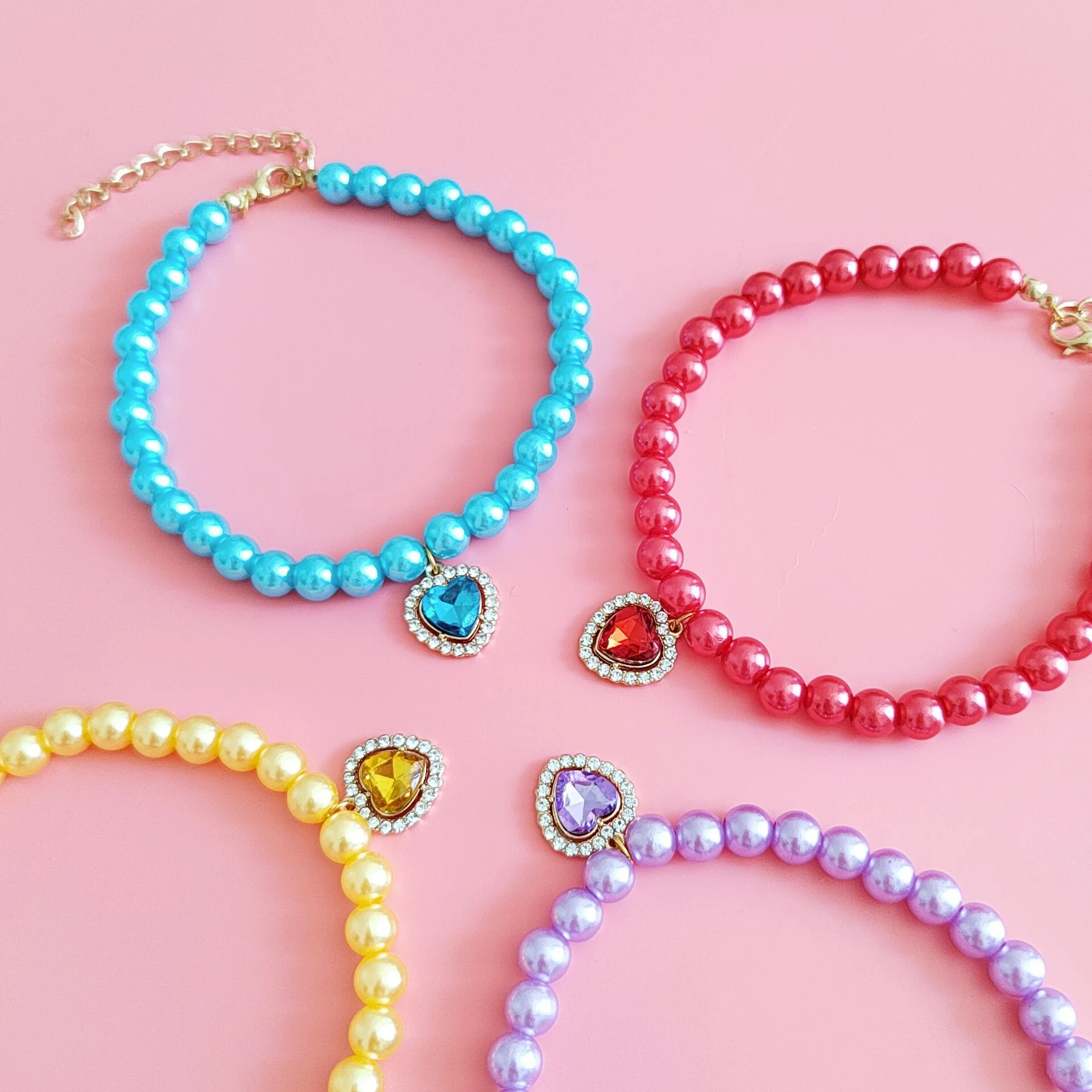 Pet necklace cat pearl pendant colorful gem, a stylish and safe accessory, perfect for your feline friend. — photo 10