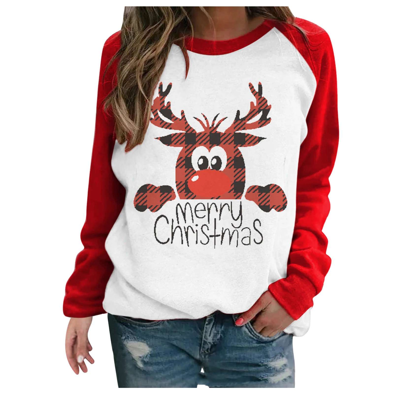 Ladies Pullover Round Neck Long Sleeve Loose Sweatshirt — photo 10