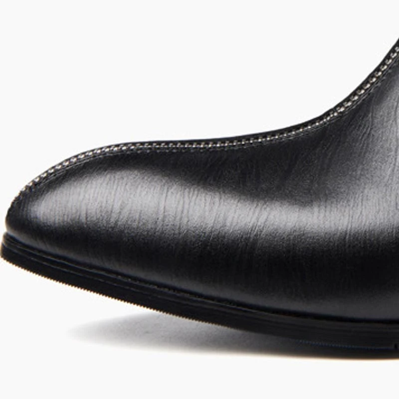 Title 7, Mens Pointed Toe Leather High-Top Zipper Boots...