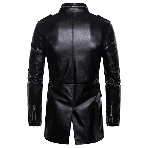 Title 5, Large size stand-up collar mens leather jacket...