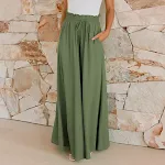 Calças Femininas Largas de Verão, Soltas e Casuais, com Caimento Drapeado, Perfeitas para um Look Fresco e Confortável no Verão. — foto 6