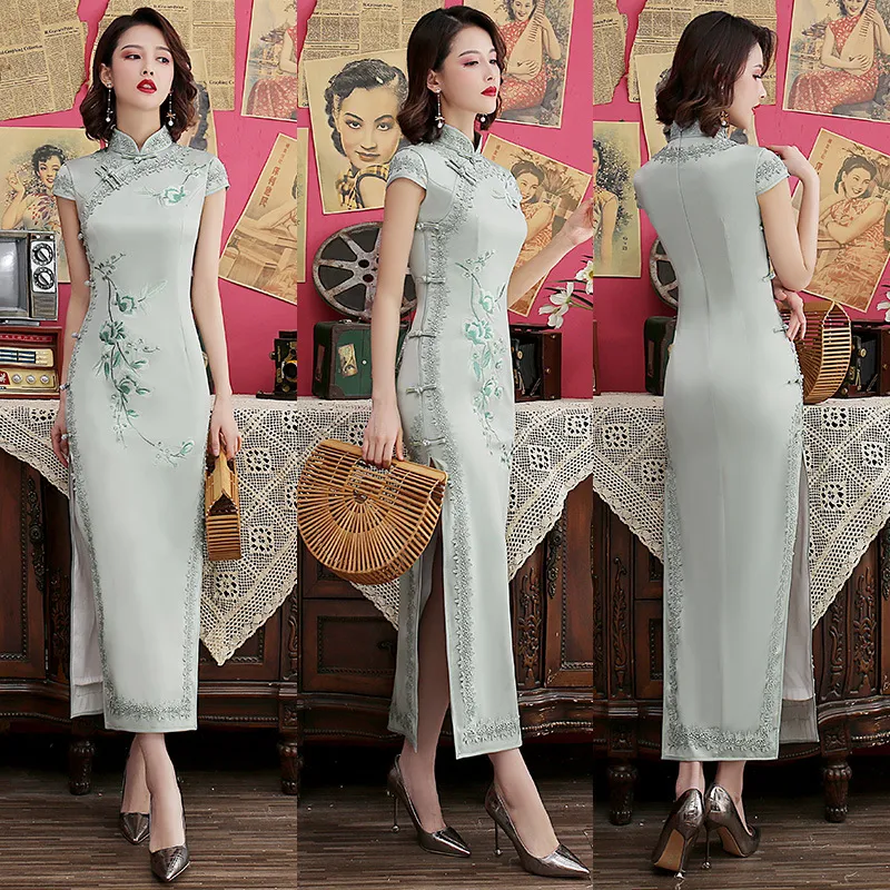 Cheongsam chinois quotidien avec bordure en dentelle, auto-culture améliorée, pour une élégance raffinée et une silhouette sublimée. — photo 4