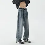 Jeans Uomo Retro Loose Straight. Comfort e stile con questi jeans larghi a gamba dritta, perfetti per un look casual retrò e alla moda. — foto 1