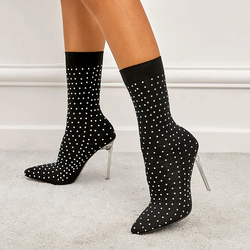 Women's Pointed Toe Elastic Stiletto Sock Boots stylish comfort and a sleek design perfect for any occasion. — photo 3