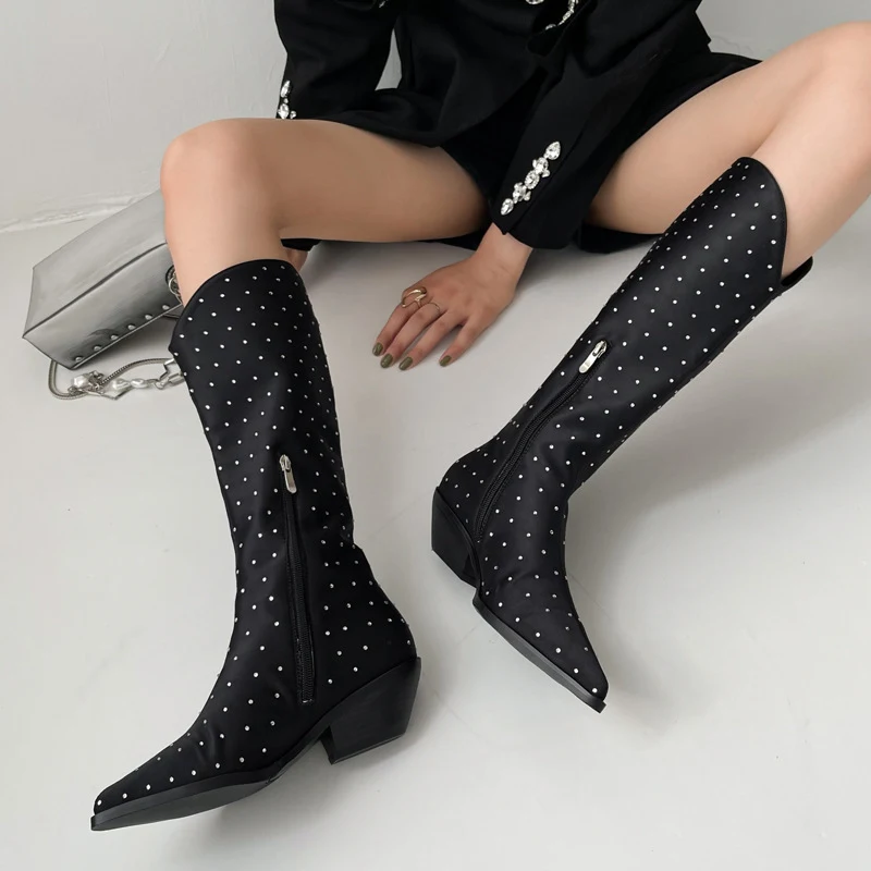 Title 1, Fashionable womens high boots featuring a poin...