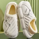 Chinelos de Urso Fofos Impermeáveis Sola Grossa Antiderrapante Pelúcia para Mulheres Outono e Inverno Uso Externo e Interno — foto 7