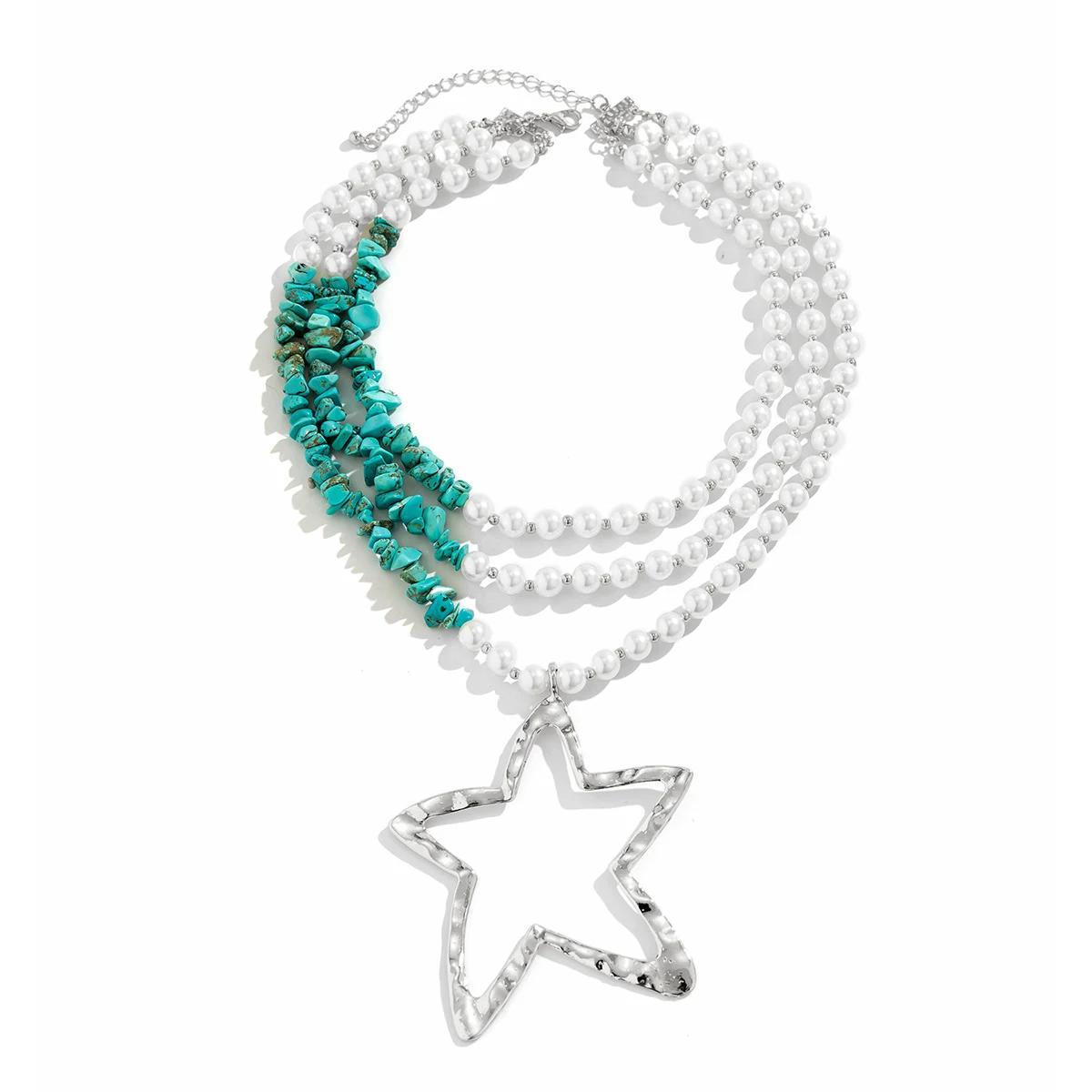 Colar feminino de pérolas de imitação exagerado, multicamadas, acessório elegante e sofisticado para diversas ocasiões. — foto 12
