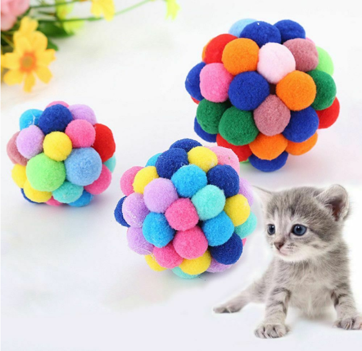 Title 7, Colorful handmade cat toy bell ball. Provides f...