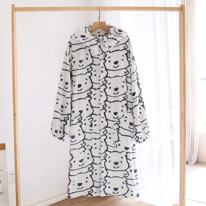 Title 2, Plush Flannel Cartoon Hooded Nightgown Home wea...