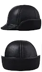 Men's Casual Leather Winter Sheepskin Velvet Thermal Outdoor Hat. Keep warm and stylish with this comfortable winter hat — photo 16