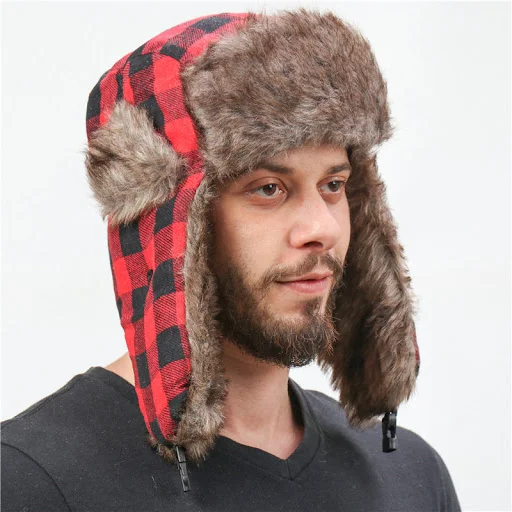 Title 6, Mens and Womens Plaid Lei Feng Hat Windproof ...