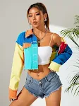 Personalized American Style Colorful Street Denim Short Top For Women, a vibrant and comfortable top, perfect for a casu — photo 3