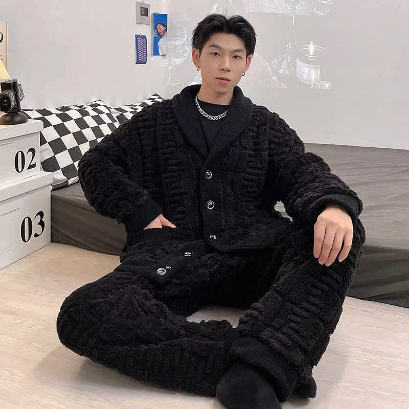 Title 1, Mens Winter Flannel Home Clothes Set, Cozy and...