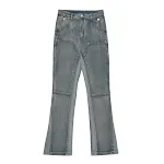 Men's Contrast Splicing Denim Flare Pants. Stylish and comfortable fit for everyday wear. A modern design for a classic, — photo 1