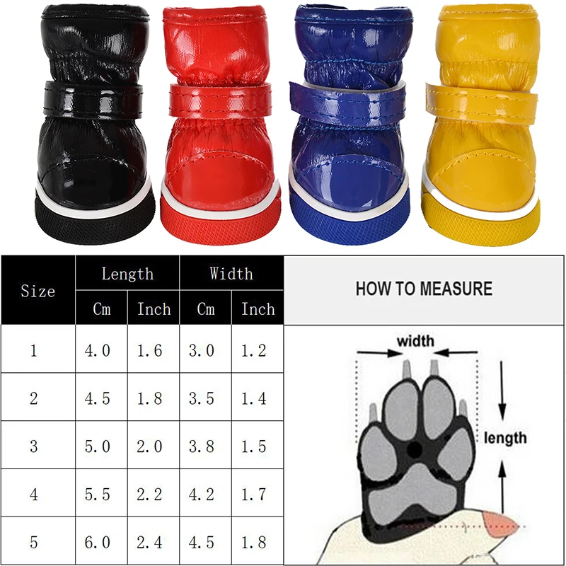 Title 1, 4pcs/set Pet Dog Shoes Winter Warm Dog Snow Boo...