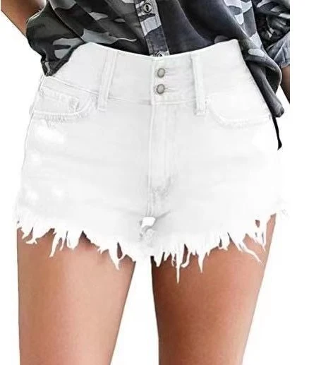 Title 5, Sexy denim shorts met gespen en splitten voor e...