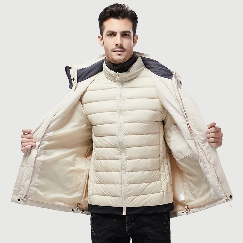 Jaqueta de esqui 3 em 1 impermeável para inverno ao ar livre, cor pura e fashion, ideal para proteção contra frio e neve, perfeita para esquiar. — foto 9