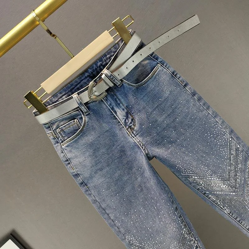 Calça jeans skinny de cintura alta para mulheres, casual e ideal para perfuração em indústria pesada, conforto e estilo. — foto 2