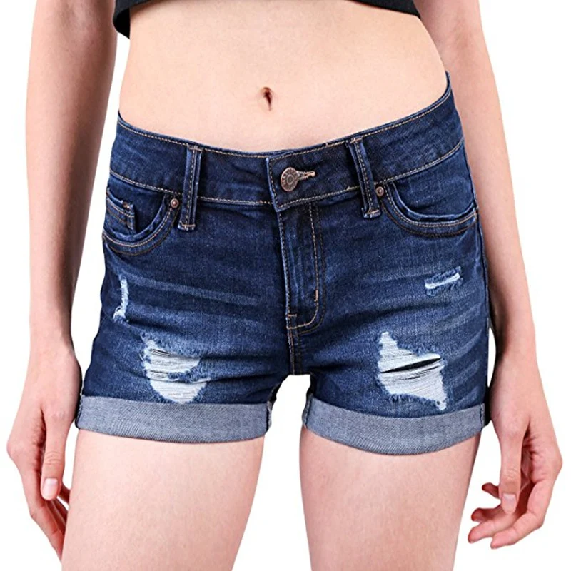 Title 4, Hemming Stretch High Waist Skinny Denim Shorts ...