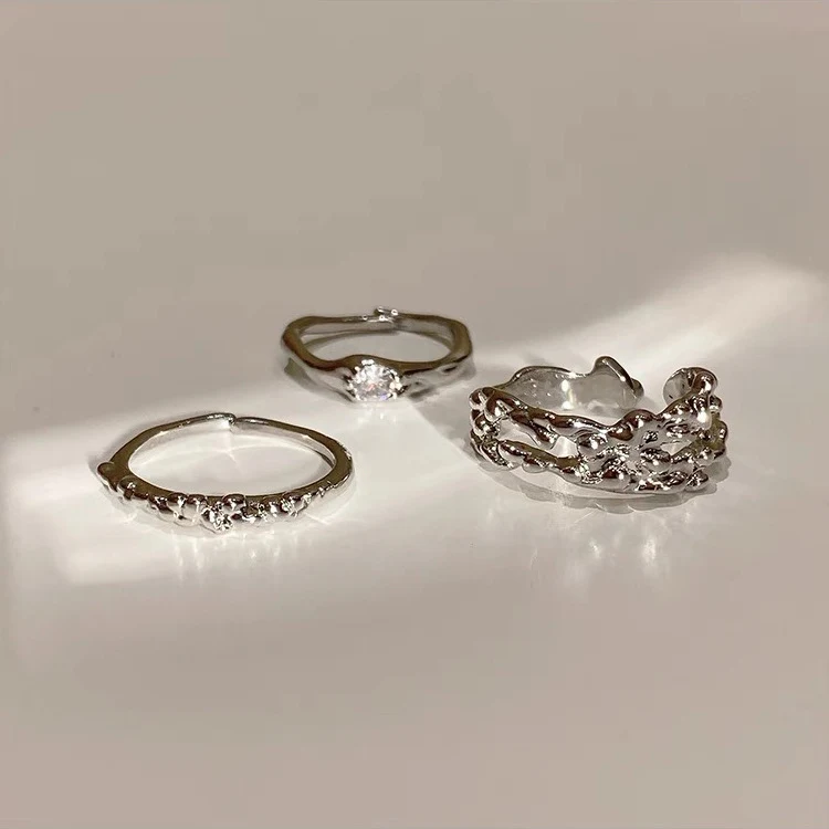 Conjunto de Anillos de Zirconia Irregular Personalizados para Mujer Versátil y Elegante, Joyería Adaptable a Cualquier Estilo, Regalo Perfecto. — foto 2
