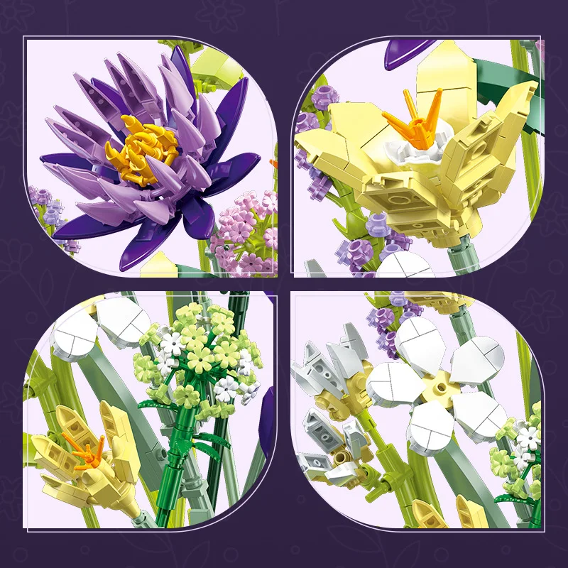 Assembled DIY Simulation Building Blocks Bouquet for Home Decoration. Enjoy the process and create a unique and customiz — photo 10