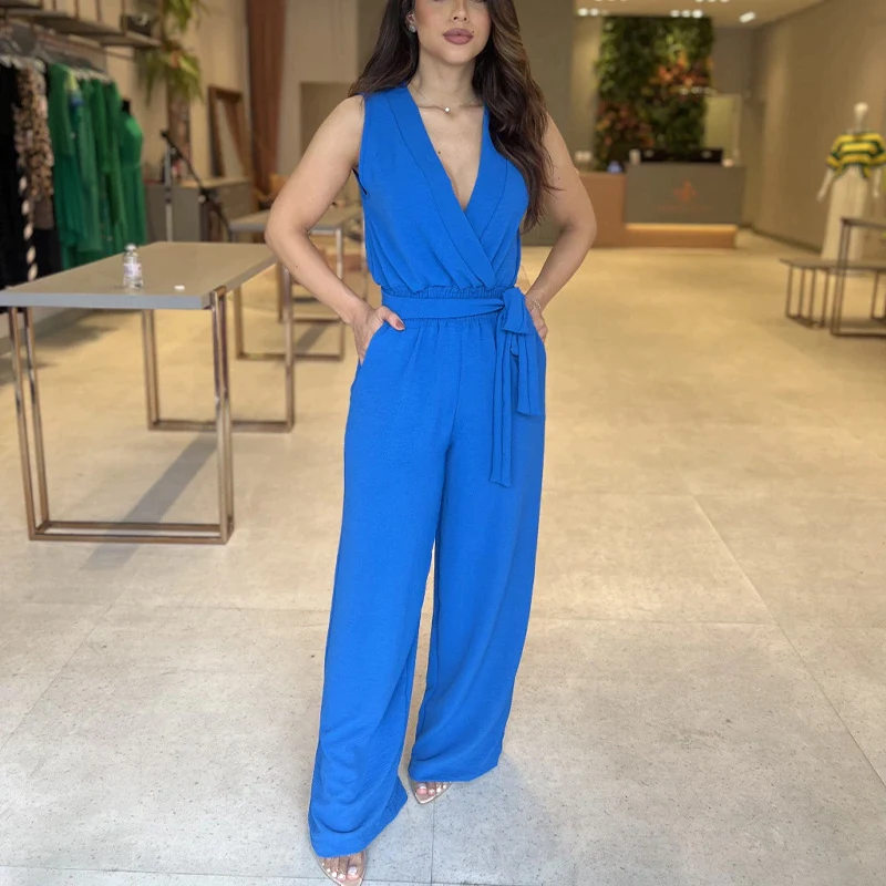 High waisted loose fitting wide leg women's jumpsuit offering comfort and style, perfect for a relaxed yet fashionable l — photo 3