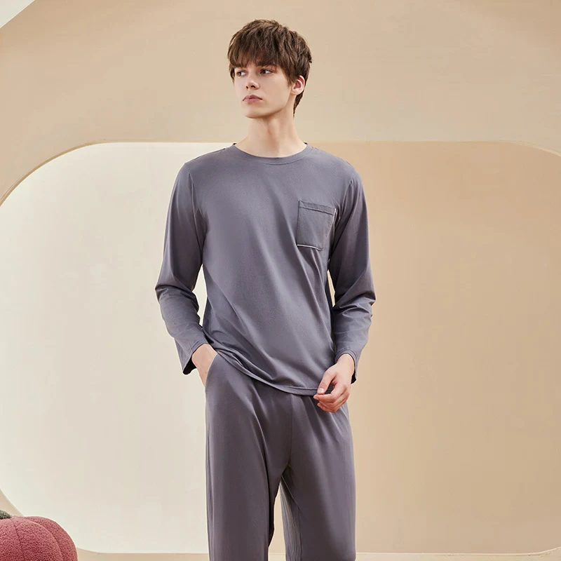 Pijama Lanjing Modal Feminino Manga Longa Primavera/Outono Pullover Conforto e Maciez para Noites Tranquilas. Durma Bem com Este Conjunto Delicado. — foto 10