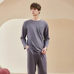 Pijama Lanjing Modal Feminino Manga Longa Primavera/Outono Pullover Conforto e Maciez para Noites Tranquilas. Durma Bem com Este Conjunto Delicado. — foto 10