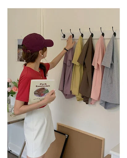 Title 20, Womens Solid Color Round Neck Loose And Slim S...