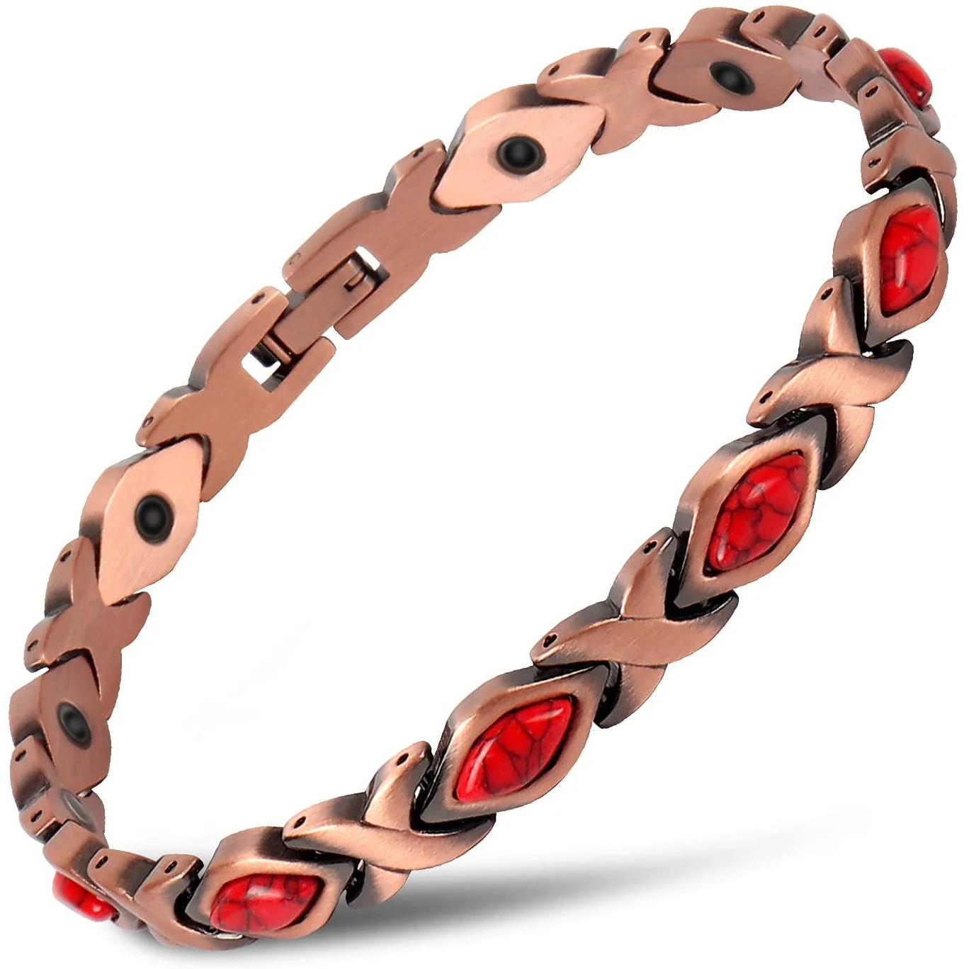 Pulseira Magnética Gauss Turquesa Retro Rhombus Design Criativo Benefícios Magnéticos Alívio da Dor Joia Elegante Ímã — foto 13