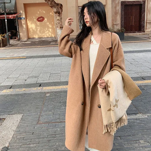 Title 6, Womens Alpaca Fleecefiber Woolen Overcoat Stay...