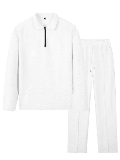 Title 29, Mens Lapel Long-sleeve Zipper Trousers Casual ...