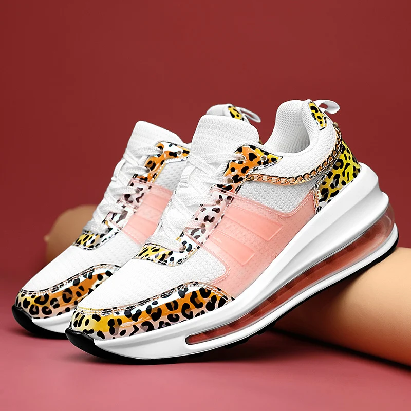Title 2, Reflective Leopard Print Casual Sports Shoes. E...