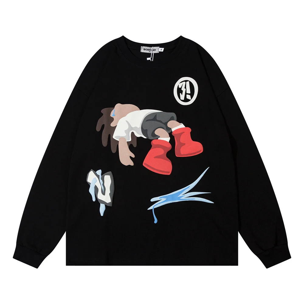 Men's Cartoon Printed Crew Neck Sweatshirt, comfortable and stylish. Perfect for casual wear, warm and fashionable. Idea — photo 5