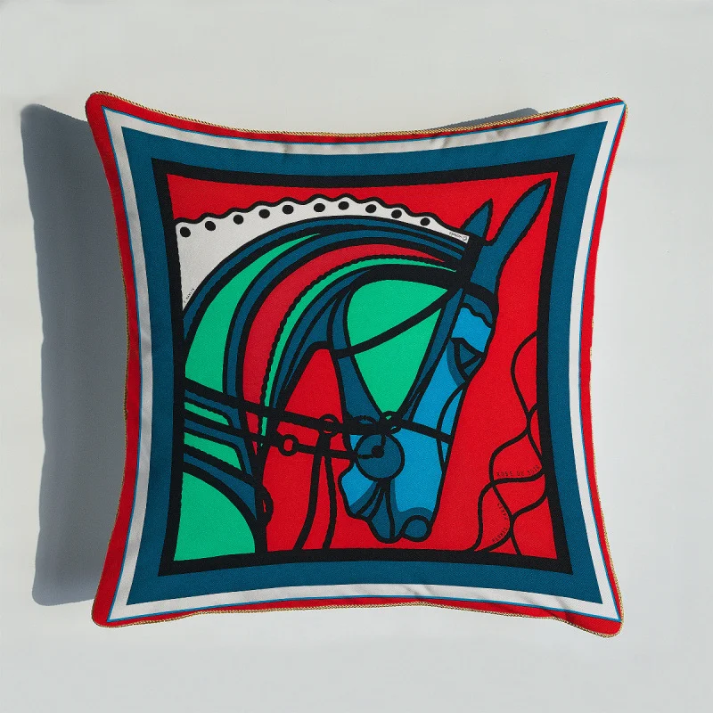 Capa de almofada com retrato de cavalo de luxo leve, adicione um toque de elegância com esta capa decorativa e macia para sua casa. — foto 4