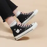 Cute Printed Canvas Shoes Women's High Top Black Casual. Comfortable and stylish everyday footwear, perfect for adding a — photo 5