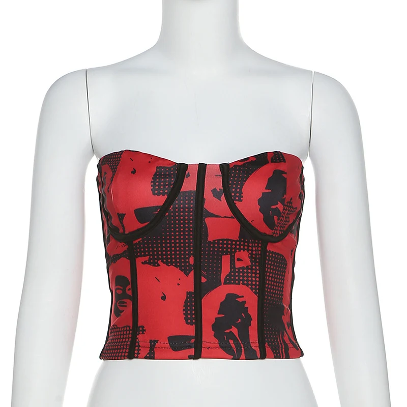 Title 15, Womens One-shoulder Slim Printed Vest