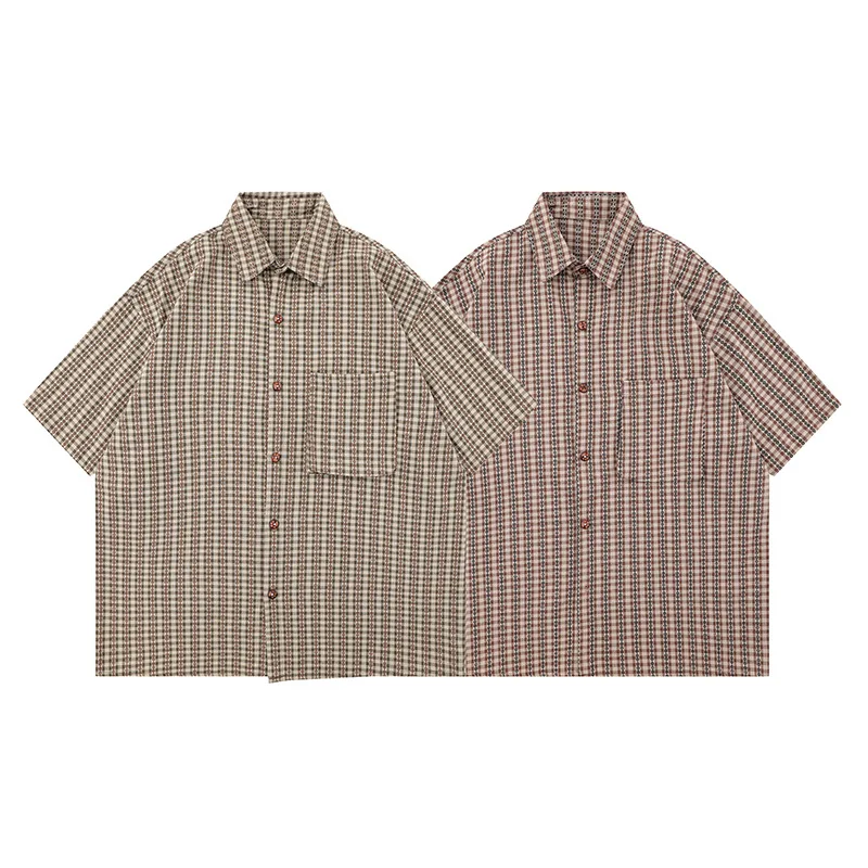 Gestreept retro overhemd met korte mouwen in Japanse stijl, losse preppy stijl — foto 1