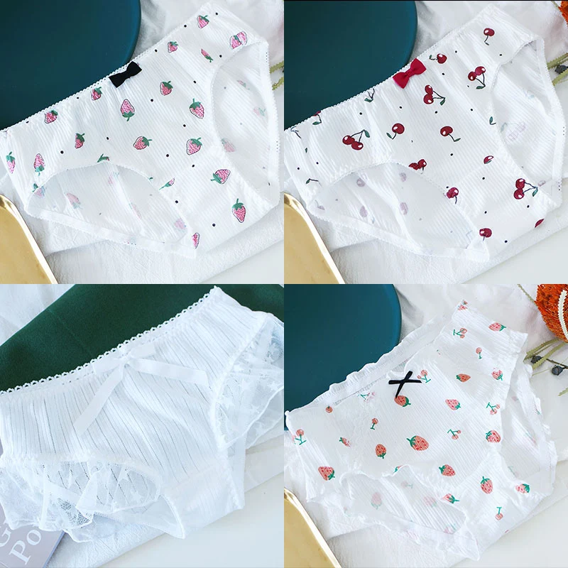 Four Sets Pure Cotton Lace Triangle Panties, Middle Waist and Low Waist, Gift Box, Comfortable and Delicate. — photo 7