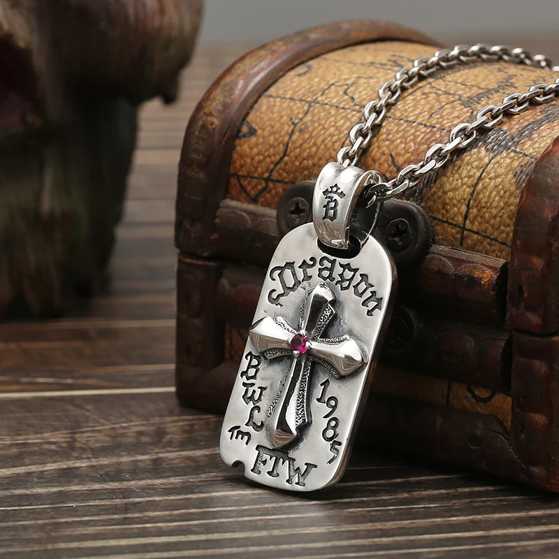Title 5, Collana Croce Thailandese in Argento S925 Invec...