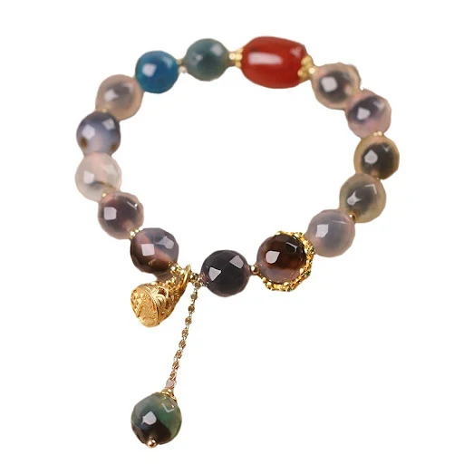 Title 6, Pulsera de ágata corazón de azúcar natural de a...