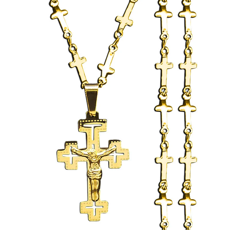 Colar cruz de aço inoxidável, ornamento elegante e resistente. Joia perfeita para homens e mulheres. Presente duradouro e à prova d'água. Use diariamente! — foto 4