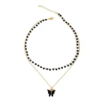 Colar com pingente de borboleta pérola preta, um acessório feminino elegante. Perfeito para realçar seu estilo e adicionar um toque sofisticado ao visual. — foto 6