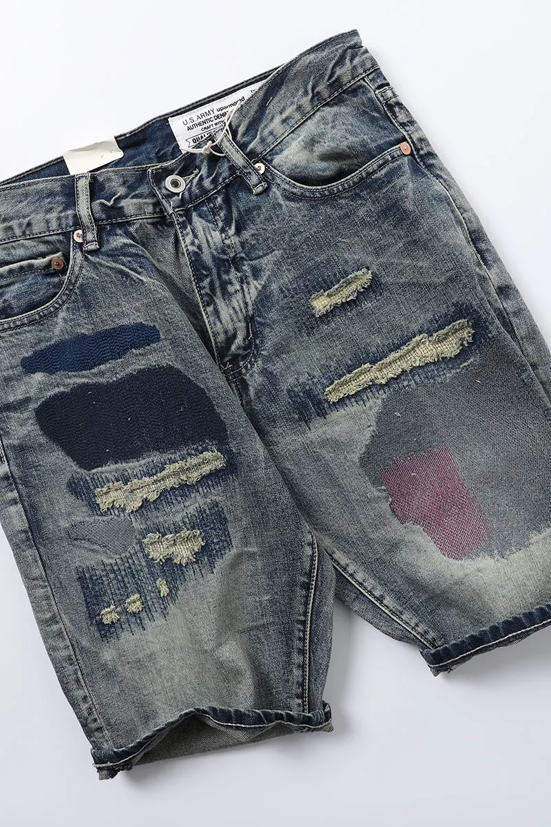 Vintage Heavy Distressed Denim Ripped Shorts — photo 3