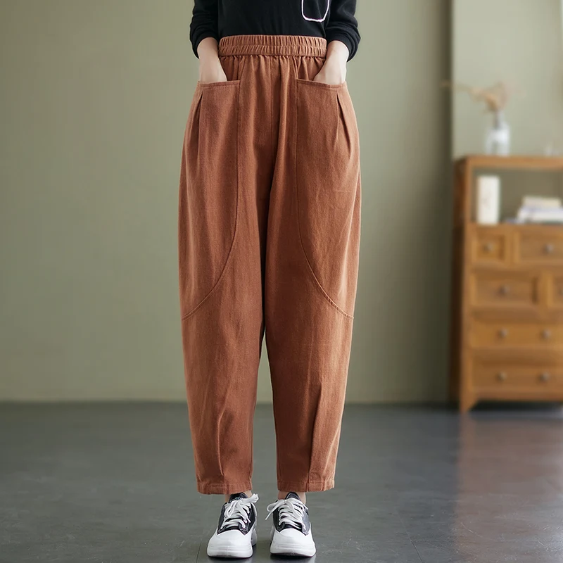 Women's Solid Color All-Match Harem Pants Trousers Comfortable Casual Fashion Versatile Everyday Wear — photo 6
